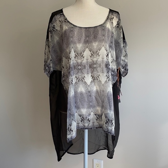 Dex - Black Python High-Low Sheer Top - Picture 1 of 7